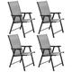 4pcs Folding Dining Chairs Outdoor Texteline Chairs with Backrest/ Armrests, Gray - Yaheetech