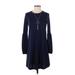 As U Wish Casual Dress - A-Line High Neck Long sleeves: Blue Solid Dresses - New - Women's Size X-Small