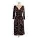 Maggy L Casual Dress - Sheath V Neck 3/4 sleeves: Brown Dresses - Women's Size 10