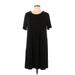 Ann Taylor LOFT Casual Dress - Shift Scoop Neck Short sleeves: Black Solid Dresses - Women's Size Large