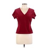 INC International Concepts Short Sleeve Blouse: Burgundy Tops - Women's Size Large Petite