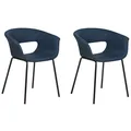 Beliani Set Of 2 Fabric Dining Chairs Dark Blue Elma