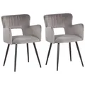 Beliani Set Of 2 Velvet Dining Chairs Grey Sanilac