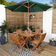 Samuel Alexander Outdoor 4 Person Folding Square Wooden Garden Patio Dining Table Chairs Parasol And Base Set