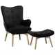 Beliani Velvet Wingback Chair With Footstool Black Vejle