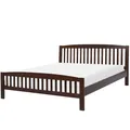 Beliani Wooden Eu King Size Bed Dark Castres