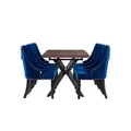 Life Interiors Dinng Set, Walnut Extendable Dining Table And Set Of 6 Windsor Dining Chairs, Blue