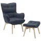 Beliani Wingback Chair With Footstool Dark Blue Vejle