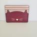 Kate Spade New York Bags | Kate Spade Meow Cat Pink Small Slim Card Holder Mini Wallet Burgundy Pink | Color: Pink | Size: Os