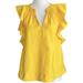 Anthropologie Tops | Anthropologie Hd In Paris Yellow V-Neck Ruffled Sleeve Pullover Top Blouse Sz 0 | Color: Yellow | Size: 0