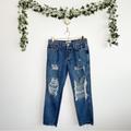 Free People Jeans | Free People We The Free Slim Distressed Boyfriend Jeans 27 | Color: Blue/White | Size: 27