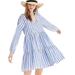 J. Crew Dresses | J. Crew Tiered Popover Cotton Poplin Dress Size Medium In Striped Blue | Color: Blue/White | Size: M