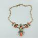 J. Crew Jewelry | J.Crew Multicolored Stone Statement Necklace Chunky Bold Green Boho Floral | Color: Green/Orange | Size: Os