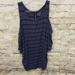 Jessica Simpson Tops | Jessica Simpson Blue Black Striped Ruched Cold Shoulder Top | Color: Black/Blue | Size: Xlm