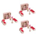 HEMOTON 3pcs Wooden Make up Mini House Toys Miniature Furniture Wooden Toy Furniture Toy Accessories Bamboo Toy Bed Child Sofa