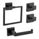 TURS 304 Stainless Steel Robe Hooks,Toilet Paper Holder,Towel Rail,Wall Mounted,Bathroom 4 Pieces Bathroom Accessory Set（Black）