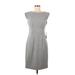 The Limited Casual Dress - Sheath Crew Neck Short sleeves: Gray Solid Dresses - Women's Size 6