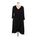 Molly & Isadora Casual Dress - Wrap V-Neck 3/4 sleeves: Black Dresses - New - Women's Size 2X Plus