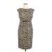 Calvin Klein Casual Dress - Sheath Crew Neck Sleeveless: Brown Leopard Print Dresses - Women's Size 14