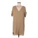 Polo by Ralph Lauren Casual Dress - Mini V-Neck Short sleeves: Tan Solid Dresses - Women's Size 6