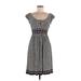 Maggy London Casual Dress - A-Line Scoop Neck Short sleeves: Gray Dresses - Women's Size 4 Petite