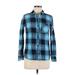 Woolrich Long Sleeve Button Down Shirt: Blue Plaid Tops - Women's Size Medium