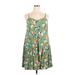 Torrid Casual Dress - Mini Sweetheart Sleeveless: Green Print Dresses - Women's Size 1X Plus