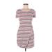 Market and Spruce Casual Dress - Mini Scoop Neck Short sleeves: Pink Color Block Dresses - Women's Size Medium Petite