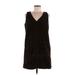 Universal Thread Casual Dress - Mini V Neck Sleeveless: Brown Solid Dresses - Women's Size Medium