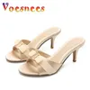 Voesnees Rot Hausschuhe Sommer 2021 Niedrigen absätzen frauen Schuhe Fein absätzen Täglichen Hausschuhe Sexy Mode Neue Rutsche 41 42 43 große größe