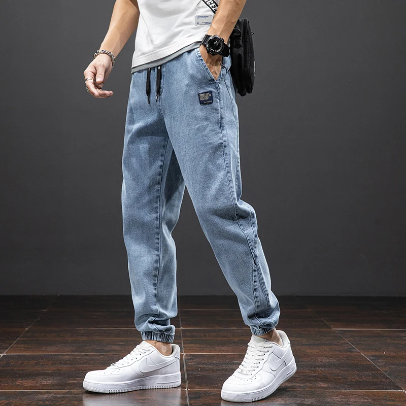 Frühling Sommer Schwarz Blau Cargo Jeans Männer Streetwear Denim Jogger Hosen Männer Baggy Harem Jean Hosen Plus Größe 6XL 7XL 8XL