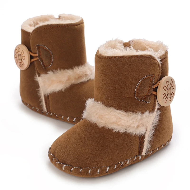 Baby Rutschfester Schuh Winterstiefel Baby Mädchen Jungen Winter Warme Schuhe Solide Mode Kleinkind Fuzzy Erste Wanderer Kinderschuhe 0-18M Image