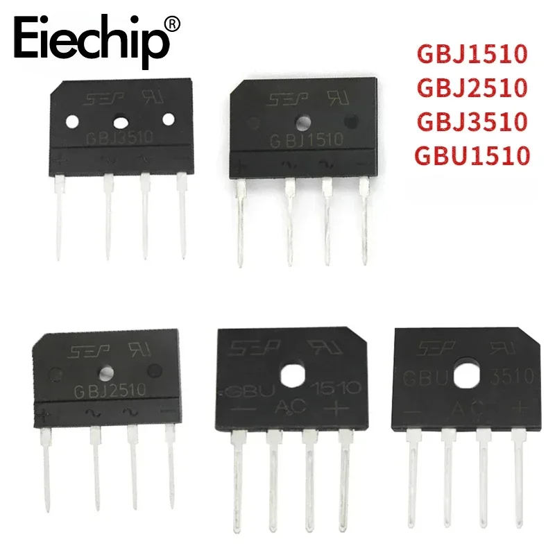 5PCS Diode Brückengleichrichter DIP GBJ1510 GBJ2510 GBJ3510 GBU1510 Gleichrichter Kit Image