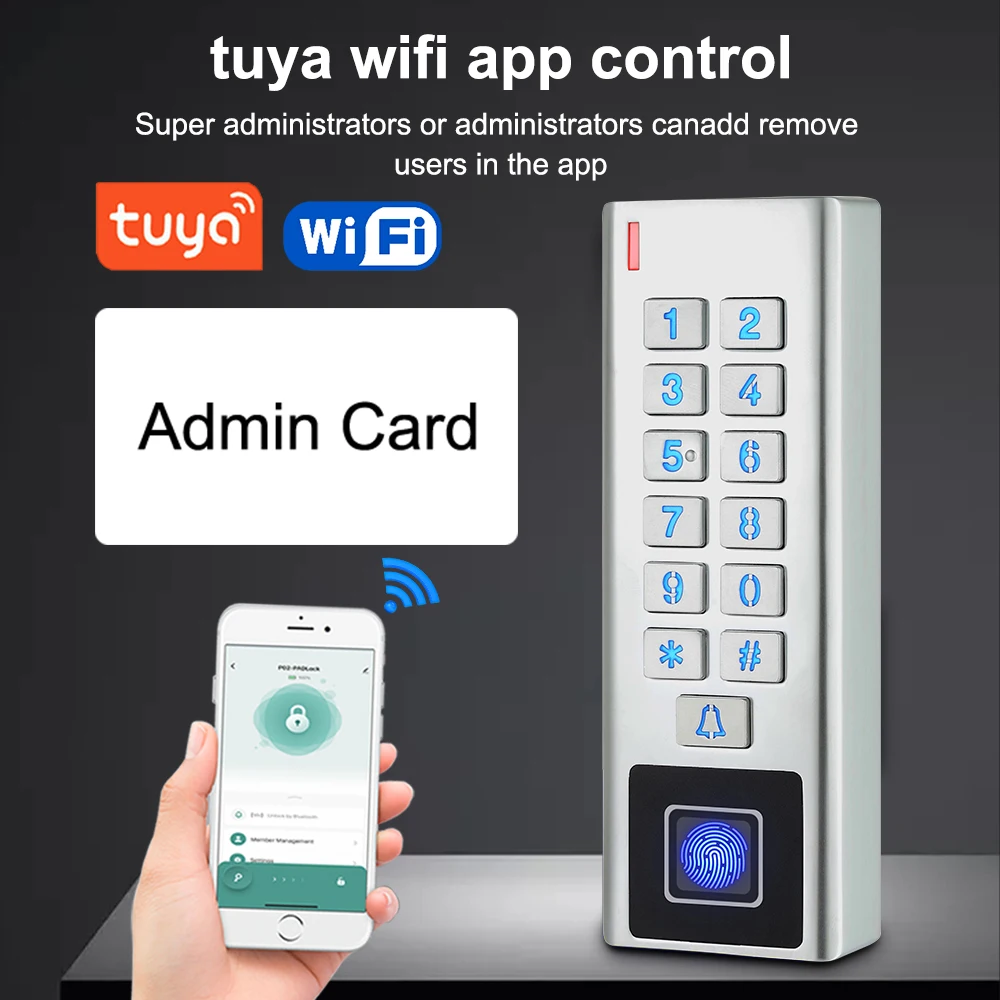 Wifi tuya app smart finger abdruck türschloss tastatur rfid kartenleser zugangs steuerung wasserdichtes tür zugangs kontroll system im freien Image