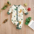 Cute Cartoon green dinosaur print cotton baby clothing spring and fall 0-2-year-old baby one-piece