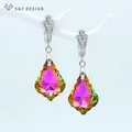 S&Z DESIGN New White Gold Color Colorful Crystal Dangle Earrings For Women Wedding Fashion Party
