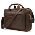 Vintage brand luxury designer men briefcase laptop bag crazy horse leather male briefcase bag