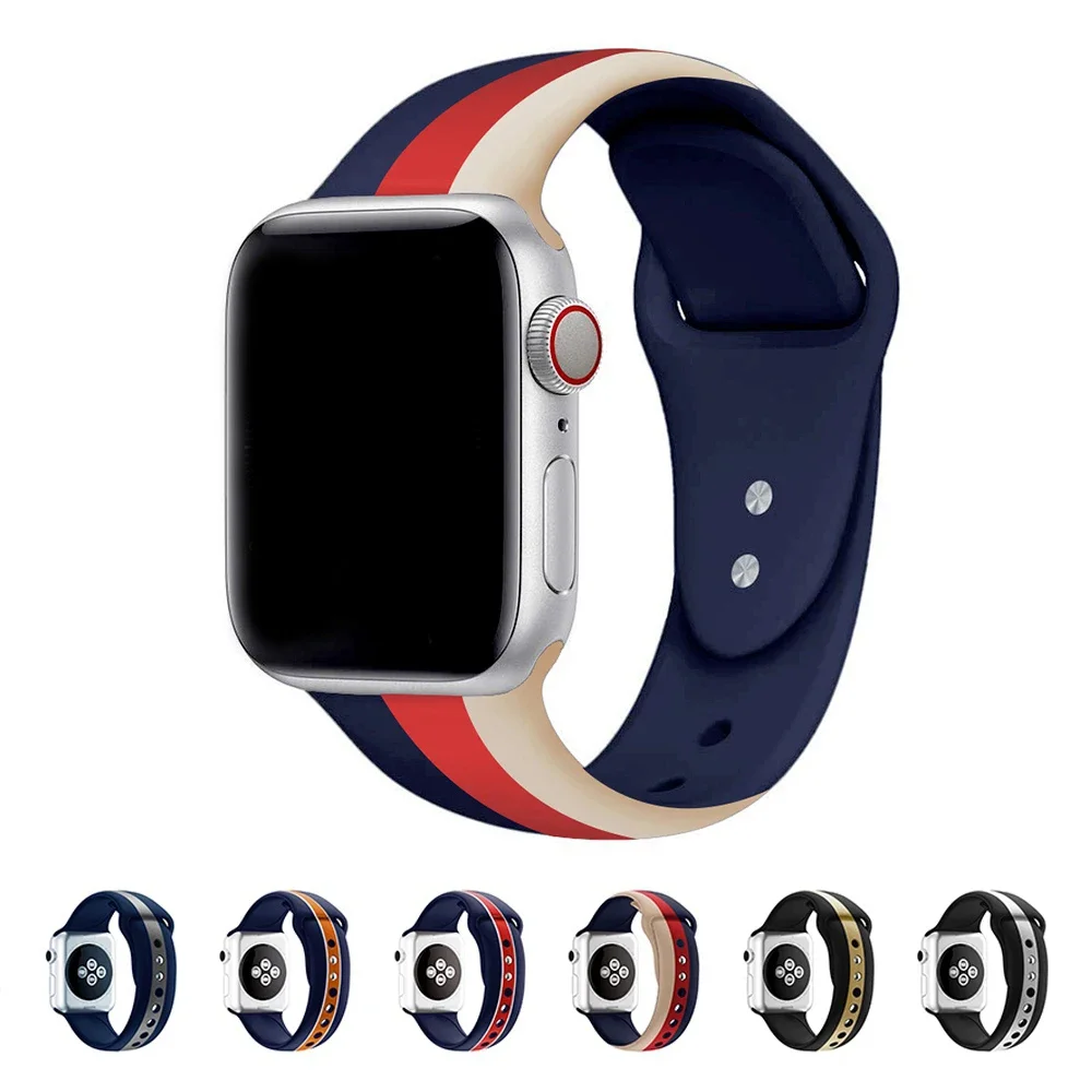 Armband für Apple Watch 49 mm 44 mm 45 mm 41 mm 40 mm 42 mm 46 mm Silikon-Sportarmband für iWatch 9 8 7 SE 6 5 4 3 Ultra 2 49 mm Band Image