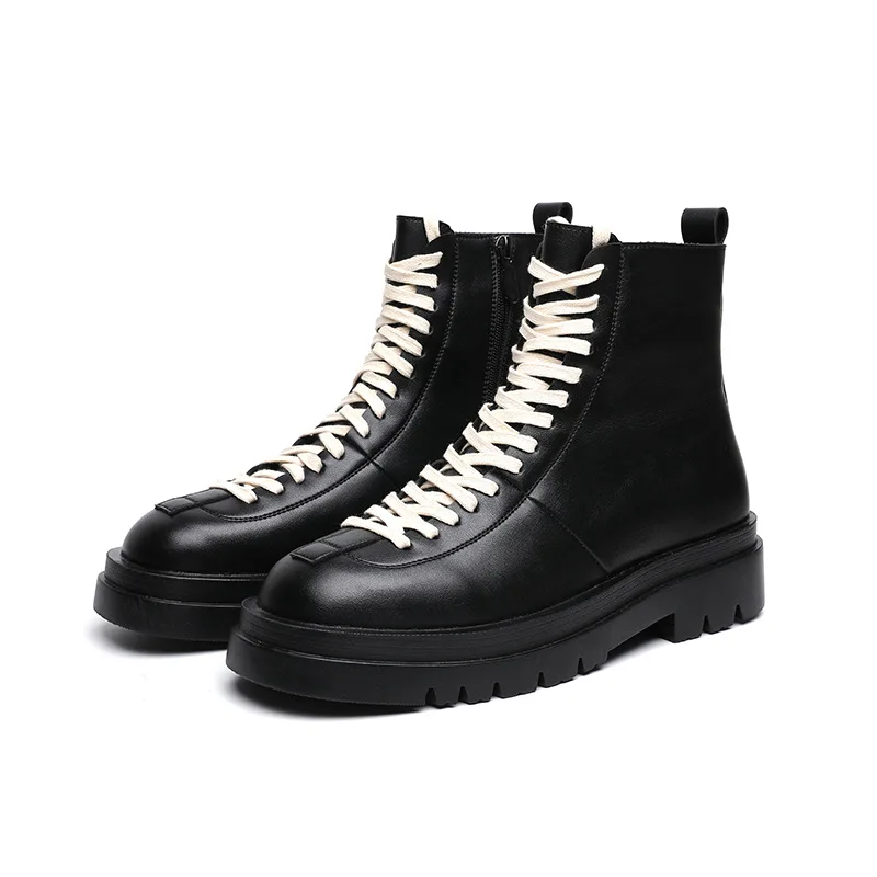 Klassische Retro-Stiefel für Herren, modische Stiefeletten, lässig, kurzer Stiefel im britischen Stil, High-Top-Schuhe, Motorradstiefel, Cowboystiefel Image
