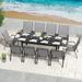 Red Barrel Studio® 7-Piece Outdoor Furniture Patio Set Extendable Rectangle Dining Table & 6 Stackable Patio Armchairs in Black | Wayfair