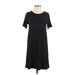 Ann Taylor LOFT Casual Dress - Shift Crew Neck Short sleeves: Black Polka Dots Dresses - Women's Size X-Small