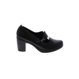 Dansko Heels: Slip On Chunky Heel Work Black Solid Shoes - Women's Size 38 - Round Toe