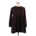 Zara Casual Dress - Mini Crew Neck Long sleeves: Brown Print Dresses - Women's Size X-Large