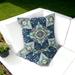HomeRoots Set of Two 16" X 16" Blue and Green Blown Seam Floral Indoor Outdoor Throw Pillow