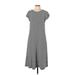 Gap Casual Dress - Midi Crew Neck Short Sleeve: Gray Stripes Dresses - Women's Size Large