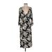 Banana Republic Factory Store Casual Dress - Wrap: Black Floral Dresses - Women's Size Small