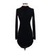 Zara Casual Dress - Mini High Neck Long sleeves: Black Solid Dresses - Women's Size Small