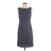 Adrianna Papell Casual Dress - Sheath High Neck Sleeveless: Gray Solid Dresses - Women's Size 8