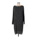 J.Jill Casual Dress - Shift: Black Grid Dresses - Women's Size Large