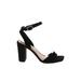 A New Day Heels: Strappy Chunky Heel Feminine Black Solid Shoes - Women's Size 8 - Open Toe